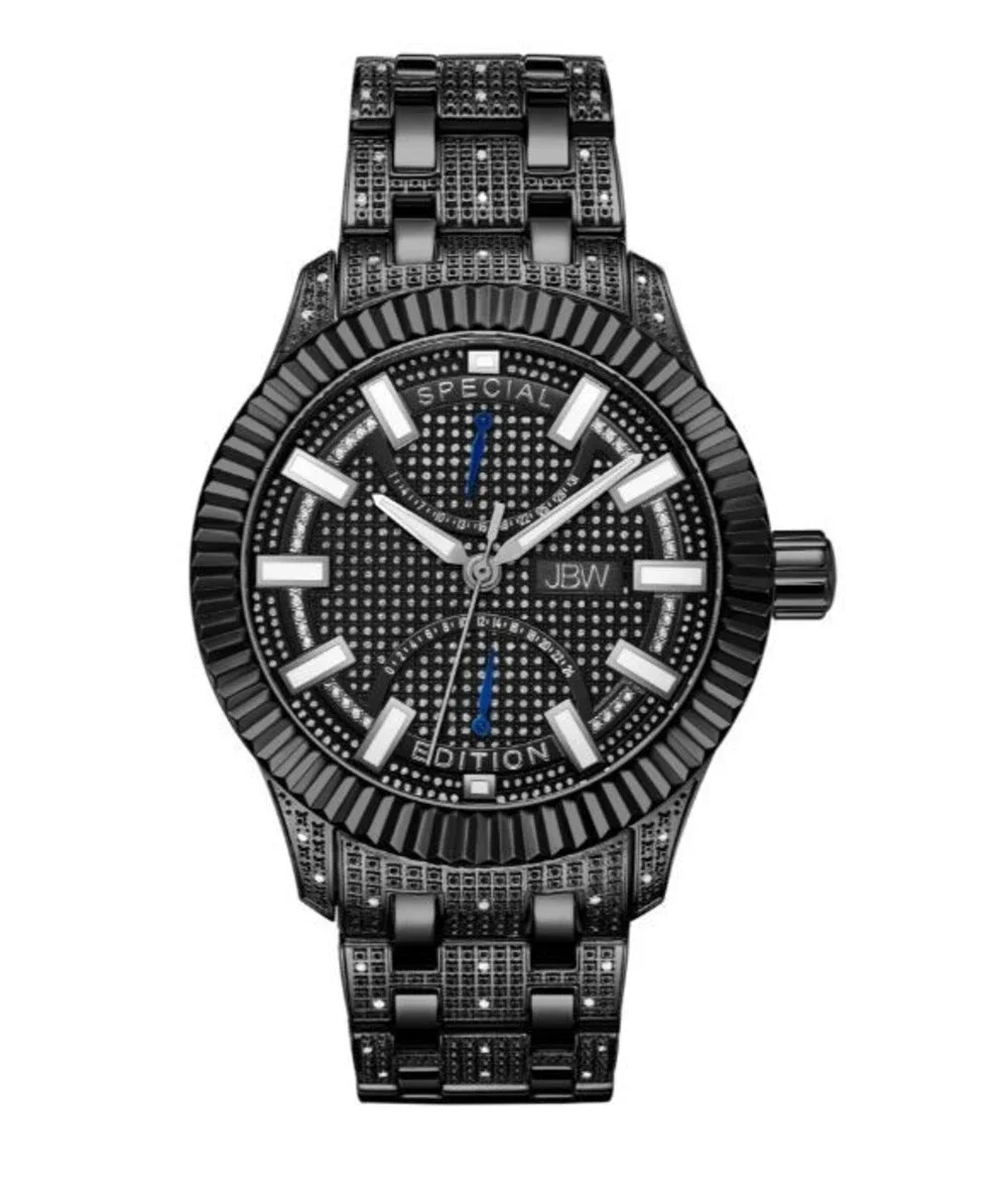 JBW 47mm Special Edition Diamond Black Crowne J6363D Mens Watch